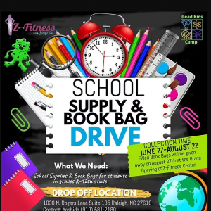School Supply and Book Bag Drive at Z Fitness Center